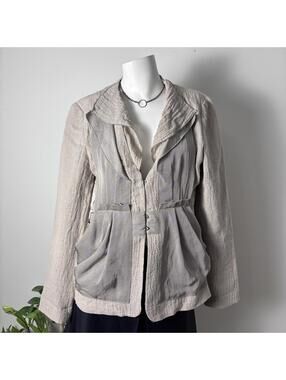 Nanette Lepore Beige Linen Layered Blazer 6